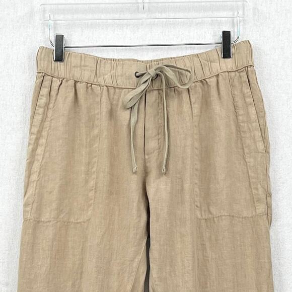 ENZA COSTA Linen Easy Pants Womens Medium Dark Clay Tan Pull On Drawstring NEW - Picture 4 of 14